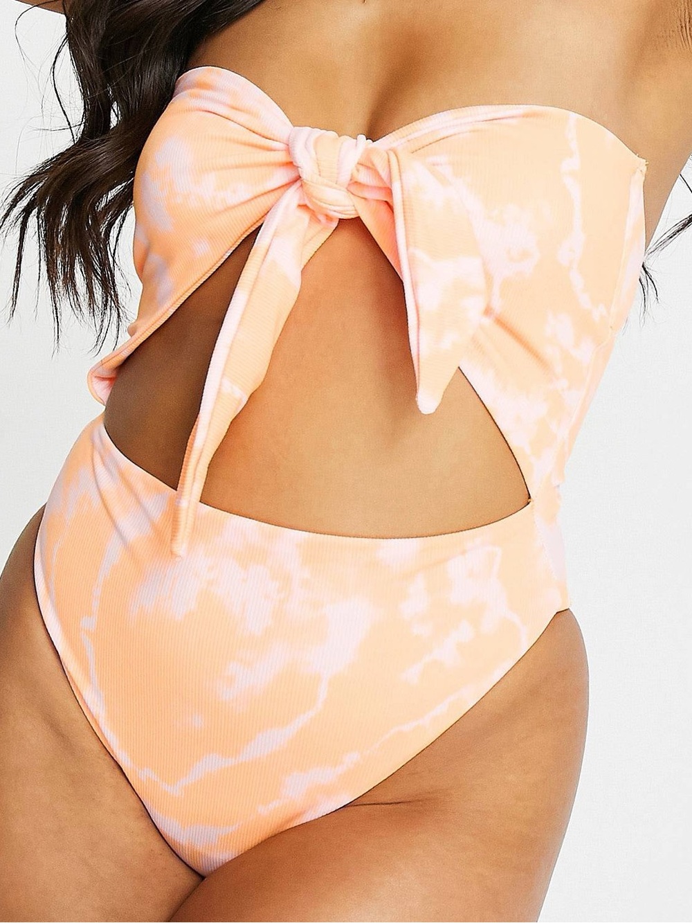 ASOS Tie Front Cut Out One Piece Swimsuit